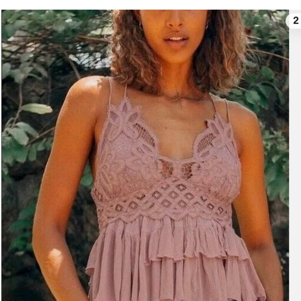 NWT Free People Intimately Mauve Adela Cami Boho Chic Top In Medium